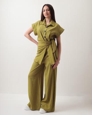 Костюм женский летний Samsara 84521 38 олива (рубашка, брюки)