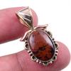 Natural Mahogany Obsidian Gemstone 925 Solid Silver Two Tone Pendant 1.25" W0C03