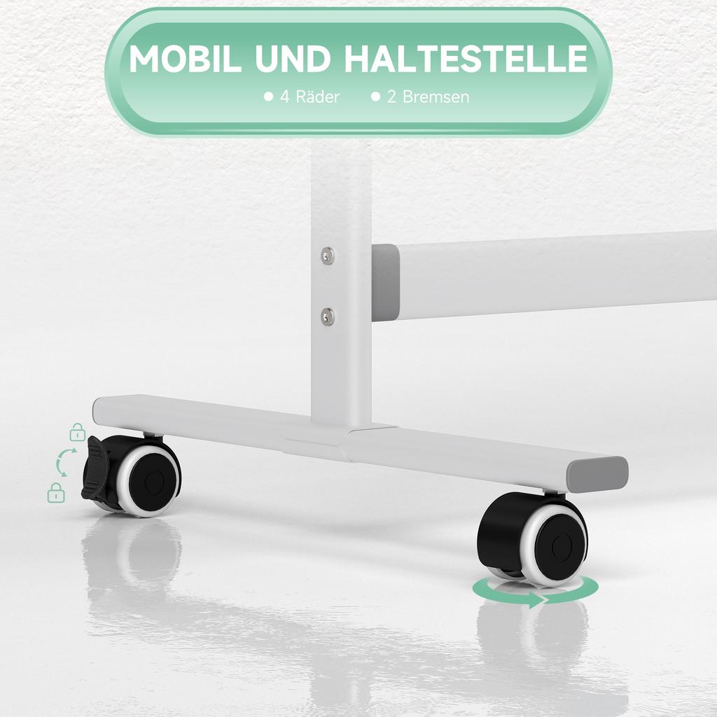 Whiteboard, 120 x 90 cm, Magnetic, Rotatable, Mobile, incl. Marker & Eraser, Metal Frame, White