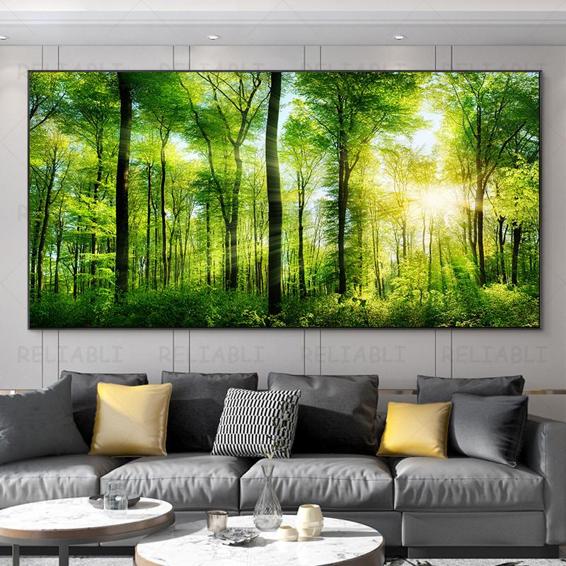 Landscape Pictures Green Tree Canvas Painting Forest Posters and Prints Wall Art Giant Trees Pictures for Living Room Home Decor