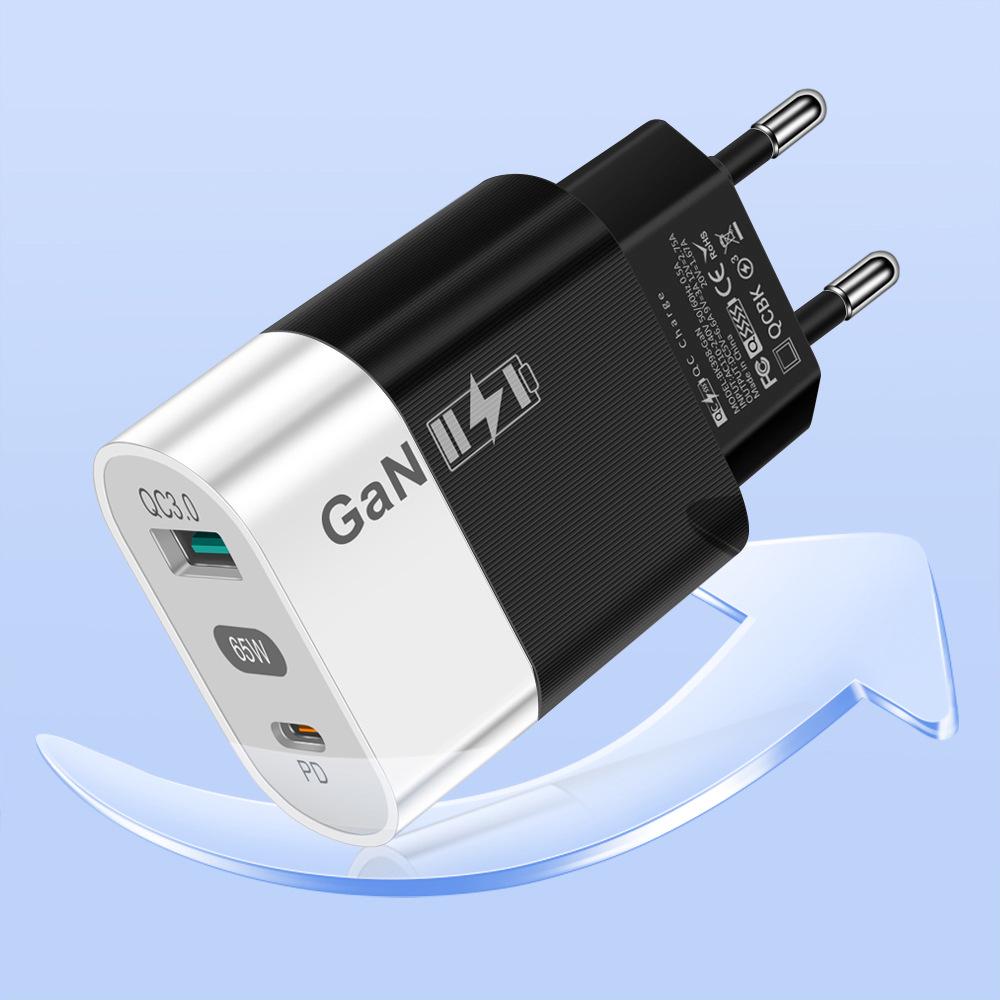 33-ваттное USB-зарядное устройство GaN: Быстрая зарядка QC 3.0 и PD, 9В/12В, стандарт США/ЕС