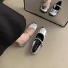 Square Head Light Mouth Versatile Flat Silver Mary Jane Single Shoes Women's 2025 New Summer French with Skirt Small Leather Shoes