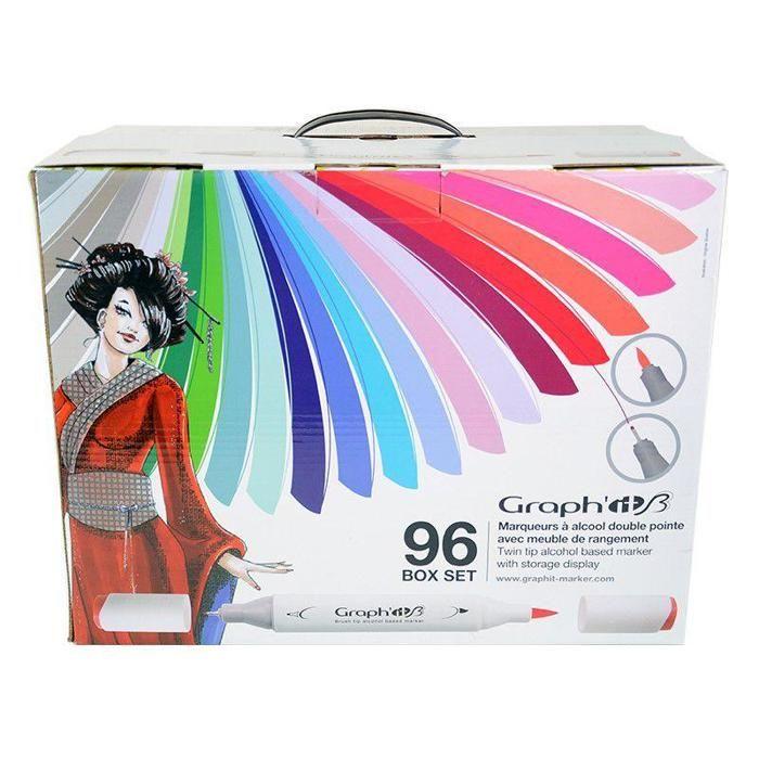 Coffret de 96 marqueurs à alcool GRAPH'IT Brush & Extra fin