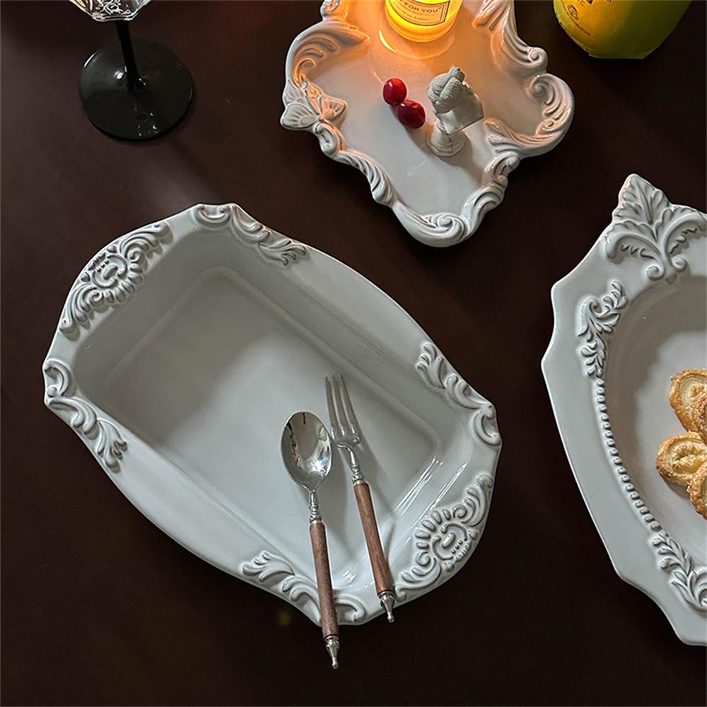 Дворец Винтажная Керамическая Декоративная Обеденная Тарелка Белая Бабочка Кружево Посуда для выпечки Посуда Кухонные принадлежности Декоративная тарелка