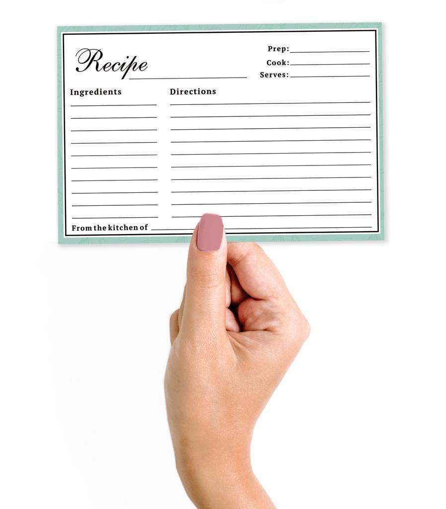 Inkdotpot Карточка с рецептами 6x4 дюйма, односторонние карточки с рецептами, классические рамки, карточки с рецептами, свадьба, девичник, детский праздник — упаковка