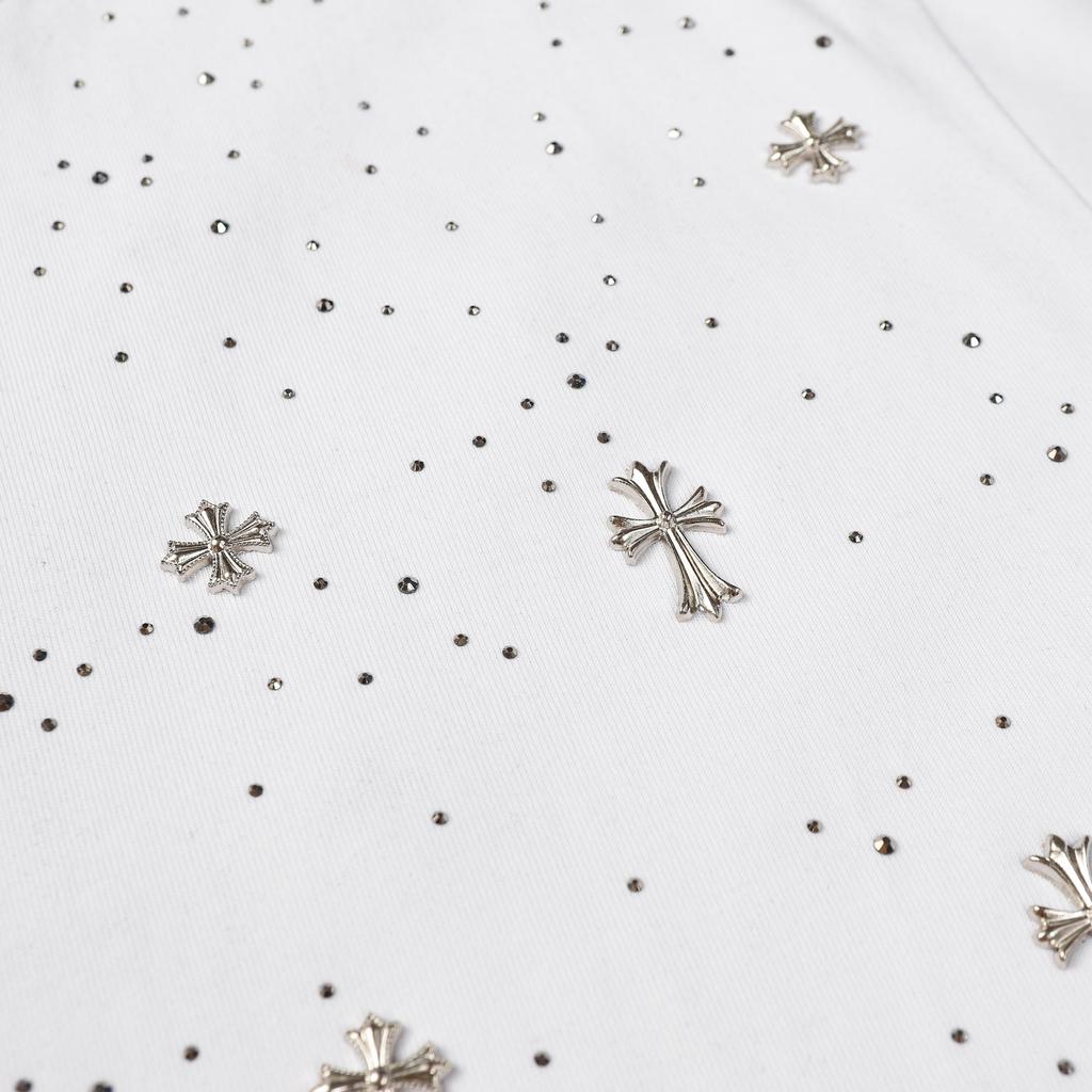 9992 CHROME HEARTS 2025 Лето Новая Высококачественная Хлопковая Круглая Горловина Свободная Футболка Большого Размера Для Мужчин и Женщин Парная Футболка