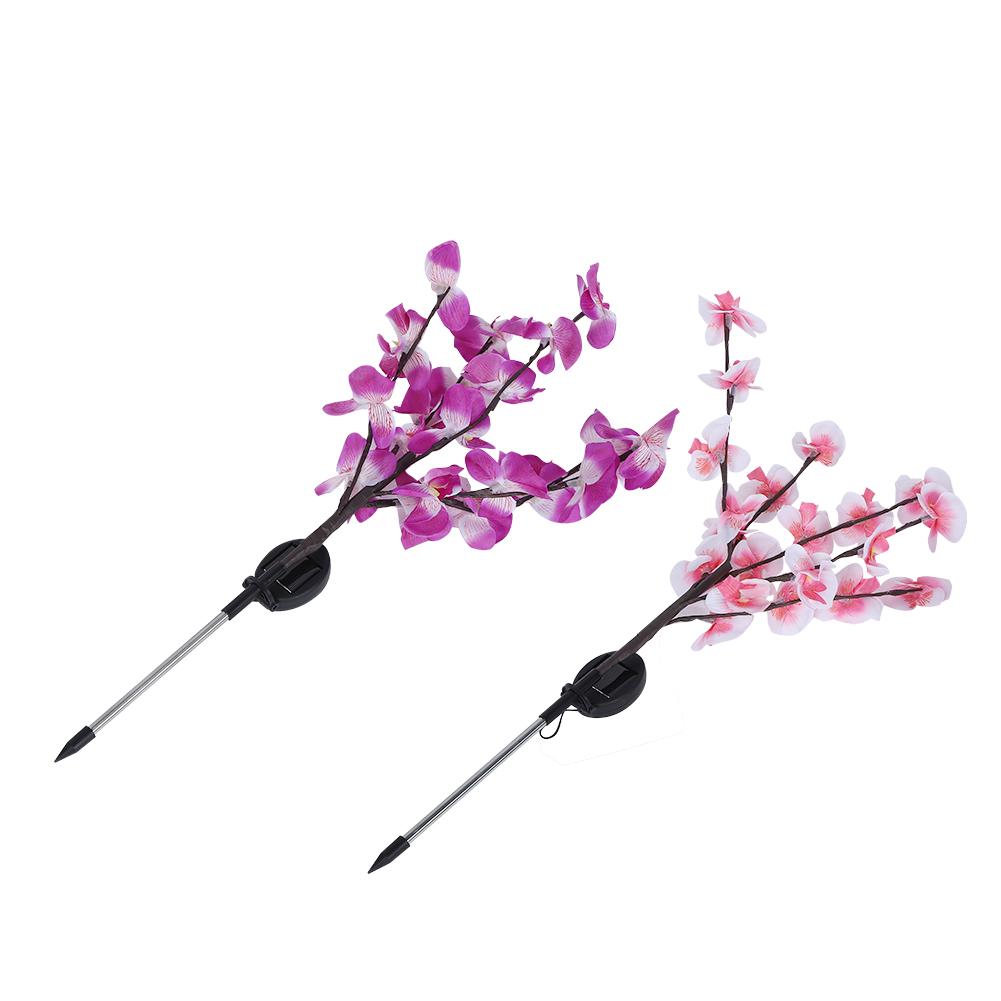 2Pcs/Set Solar Power LED Artificial Orchid Tree Lights for Garden Courtyard Lawn Decoration