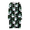 Women's Fashionable Christmas Printed Long Sleeved Drawstring Hooded Zipper Pocket Long Casual Sweatshirt Jacket