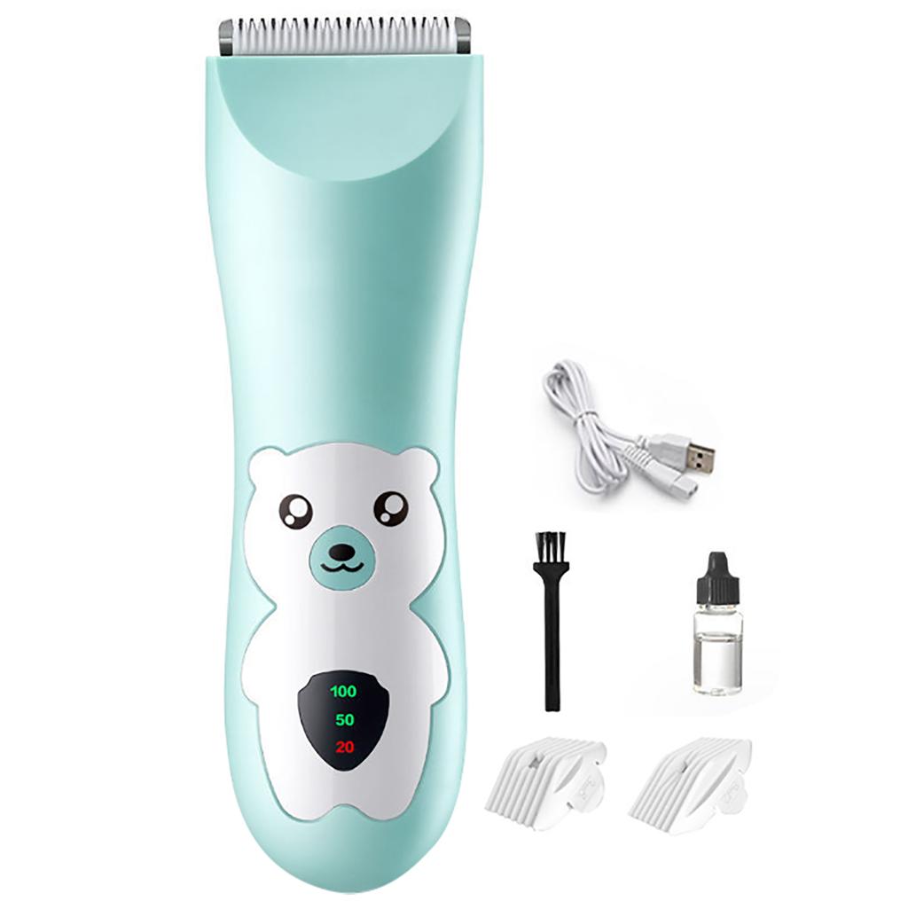 Ultra Quiet Baby Hair Clipper Precise Trimming Cordless Rechargeable Cartoon Waterproof Hair Cutter with 2pcs Guide