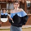 Женский сладкий толстовка с рюшами, пэчворк, спущенное плечо