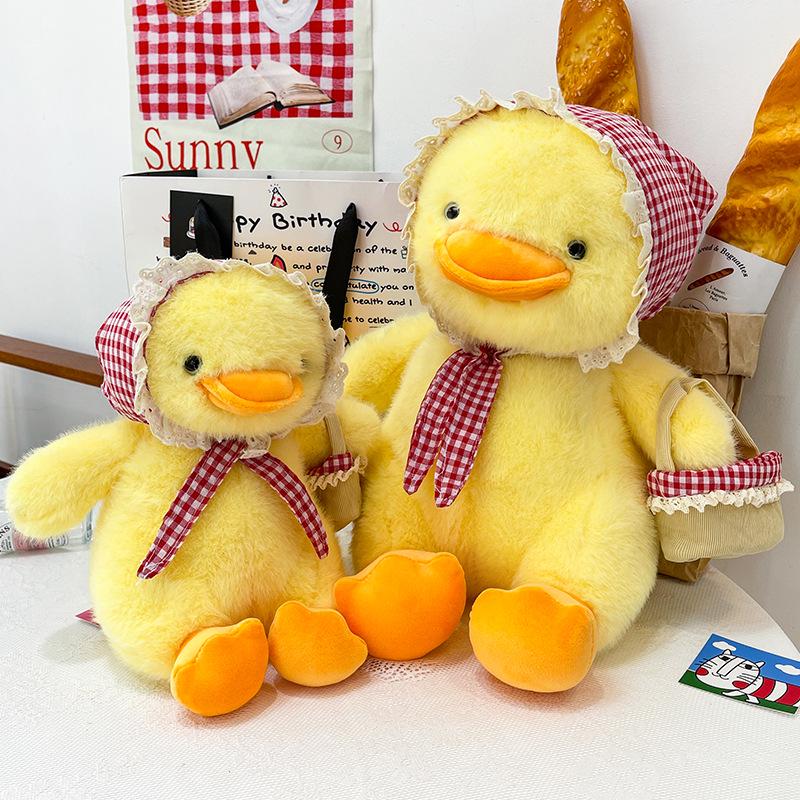 Yellow Duck Plush Toy with Scarf - Cute Little Doll Animal Figure, Perfect Birthday Gift Ornament