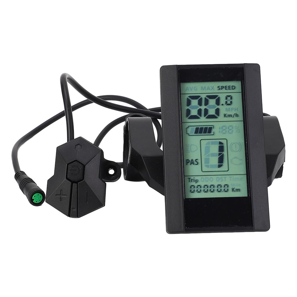 Electric Bike LCD Display Meter 2.7 Inch Screen 24V 36V 48V 52V Backlight Brightness Adjustable Water Resistant LCD