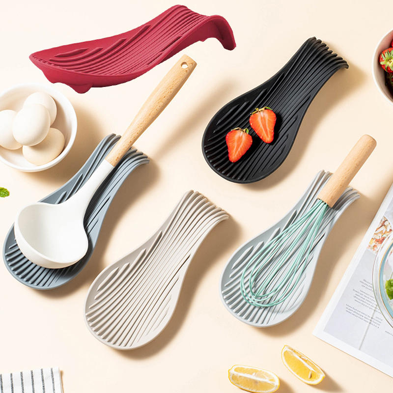 Силиконовый поднос для кухонной утвари, Кухонная лопатка, Суповая ложка, Силиконовая подставка для ложек, Бытовая толстая термоизолированная силиконовая подставка для ложек