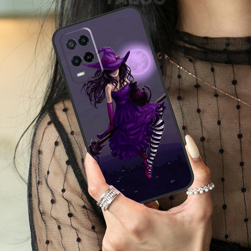 Чехол-ужастик Лунная Ведьма на Хэллоуин Для Oppo A5 Pro A15 A17 A57 A77 A18 A38 A58 A78 A98 A94 A74 A54 A40 A60 A80 A96 A76 A16