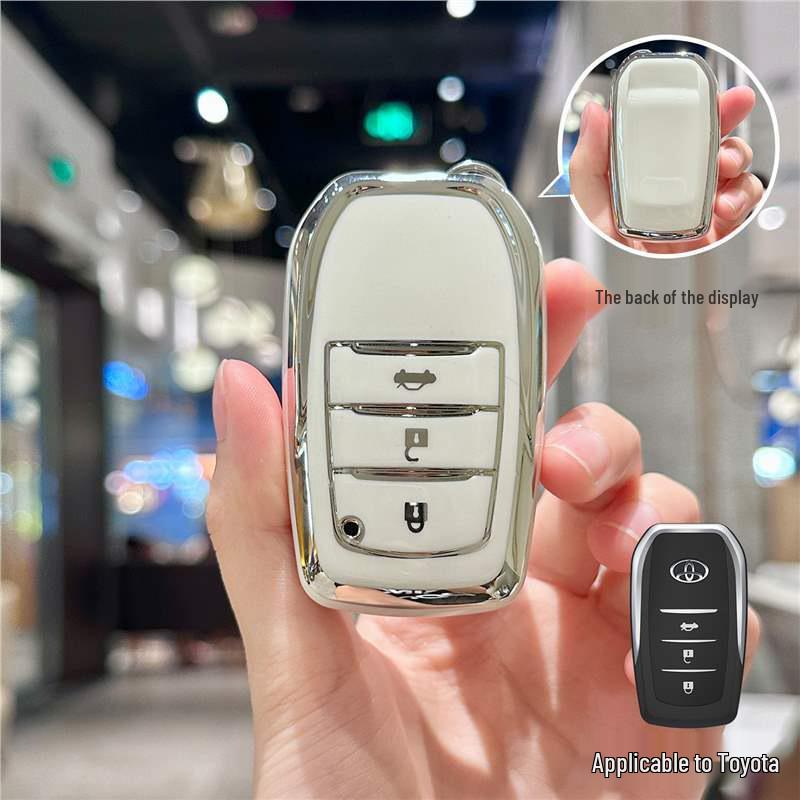 Silver Edge Key Case for Toyota Models: Corolla, RAV4, Camry, Vios, Highlander
