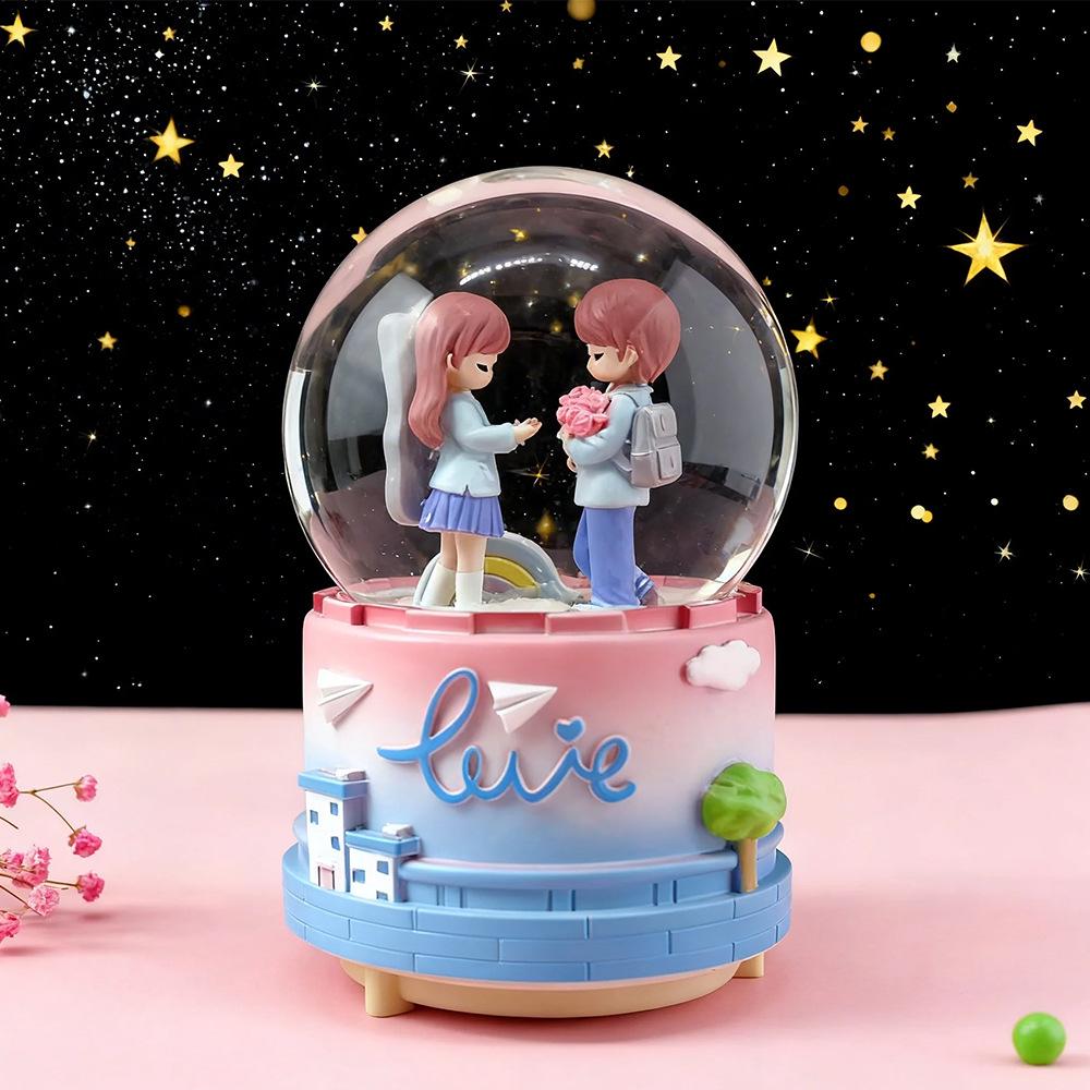 Dreamy Unicorn Crystal Ball Luminous Music Box - Snowflake Gift for Best Friend, Creative Qixi Present