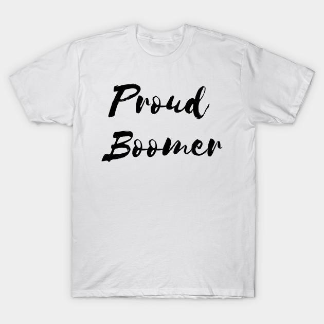 Men Black Print T-shirt Proud Boomer No-Cut Heat Transfer Print Cotton Tshirt