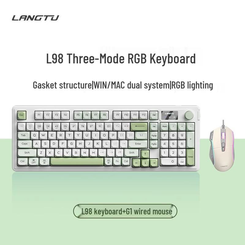 Беспроводной набор клавиатуры и мыши L98 Silent - Стильный RGB-дизайн для девушек, офиса и игр