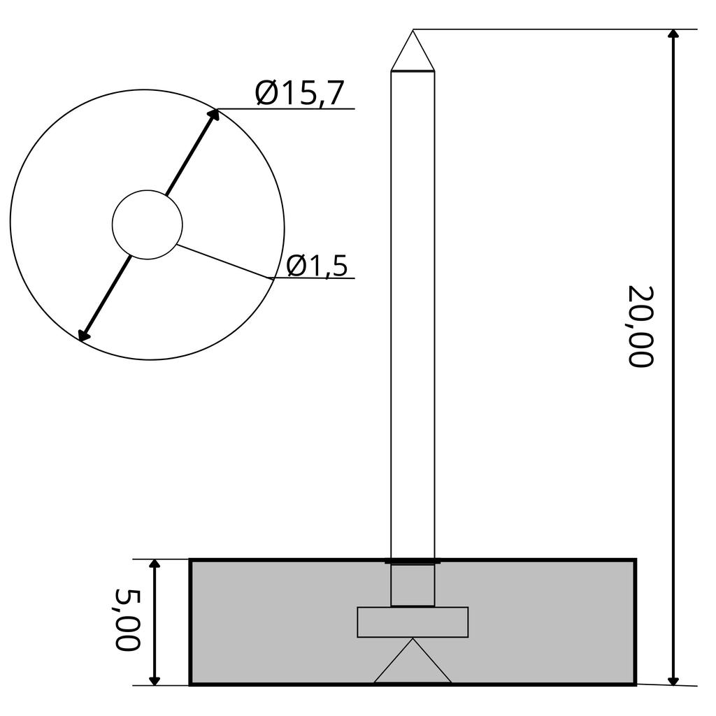 Single furniture glide, diameter 15.7, furniture foot, driven in, BLACK, 100 PCS