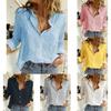 Cotton Linen Casual Long Sleeve Shirt For Women With Spliced Design And Loose Fit For Spring Season
