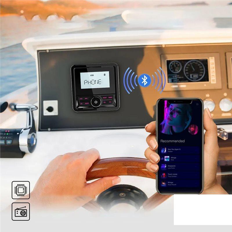 MP3 Radio Bluetooth Speaker/Boat Radio System Media Player Square Marine Radio/FM AM Antenna Waterproof