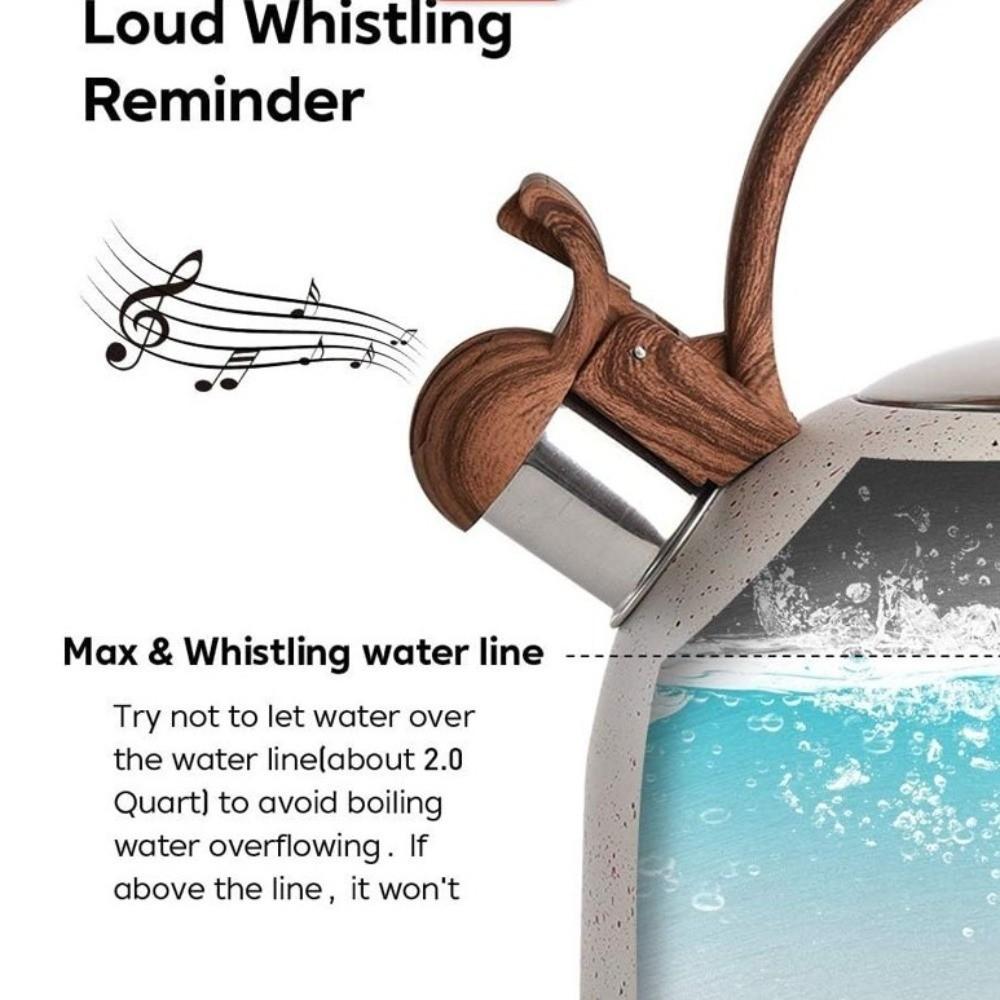 Wooden Handle Whistling Kettle 3L Gas Induction Cooker Kettle Durable Boiling Coffee Pot  Kitchen