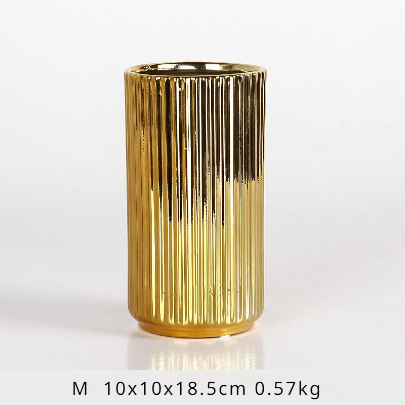 Керамическая ваза Nordic, золотая ваза, цветочный горшок, контейнер для хранения цветов для дома, гостиной, мягкое украшение