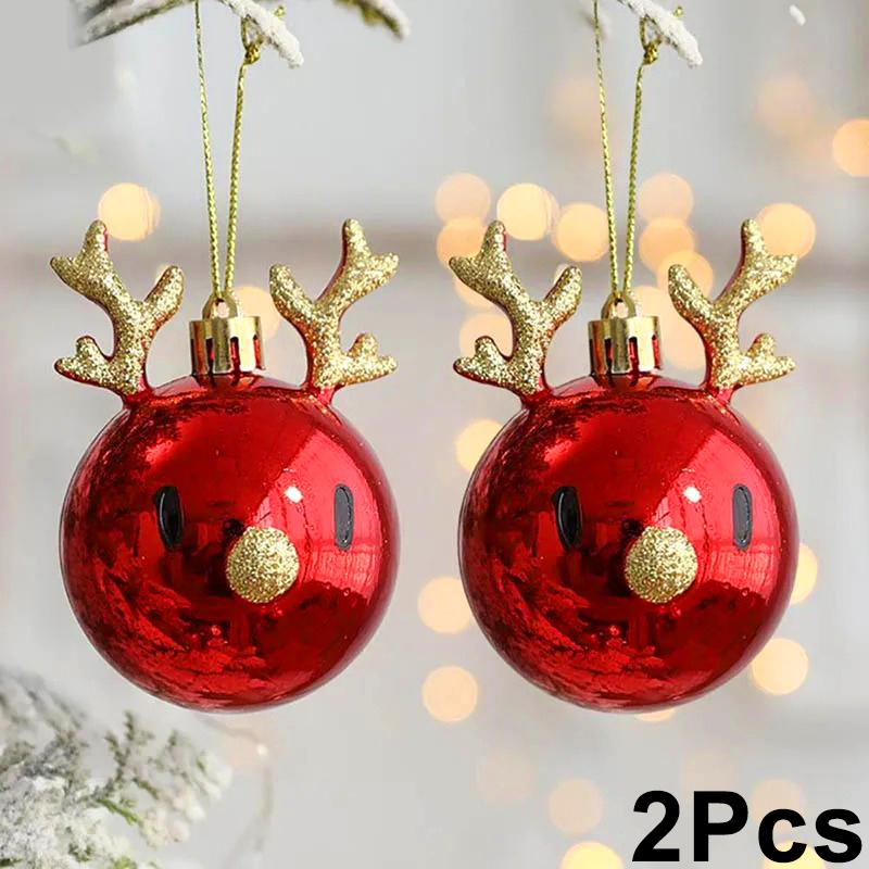 1Pce Antlers Ball Christmas Ball Christmas Tree Hanging Deer Christmas Ball Deer Pendant