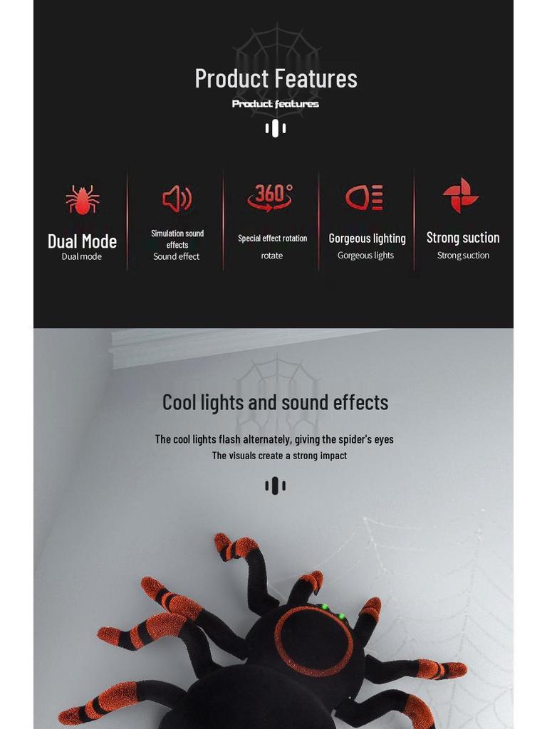 FY878 Радиоуправляемый трюковой автомобиль-паук, лазающий по стенам, со светом - Подарок на Хэллоуин и Рождество