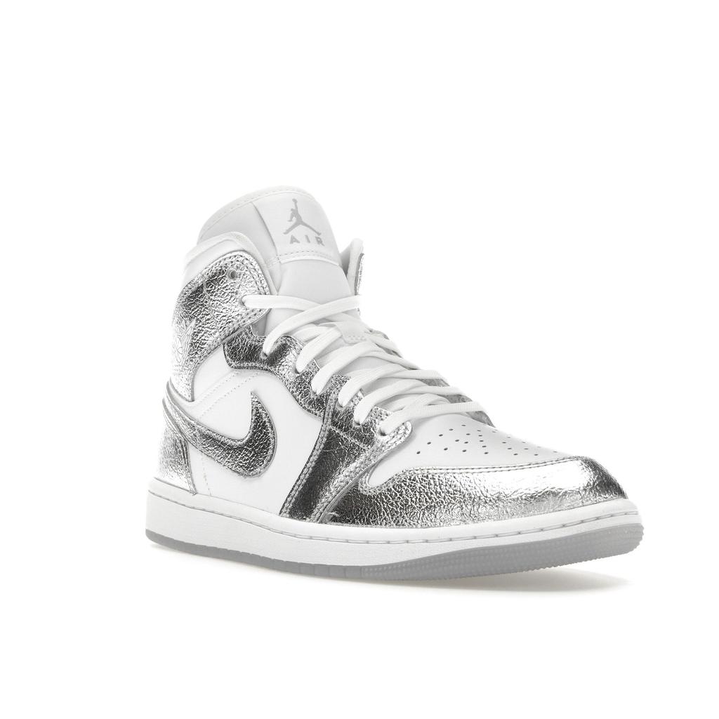Air Jordan 1 Mid SE металлические серебристые женские кроссовки White Wolf-Grey FN5031-100