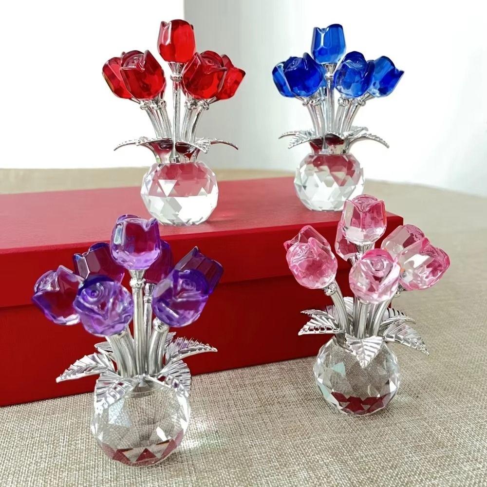 Eternal Bloom Colorful Flowers Figurine Handmade Colorful Rose Bouquet Valentine's Day