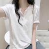White Bamboo Cotton Women's Summer Short-Sleeve Casual T-Shirt