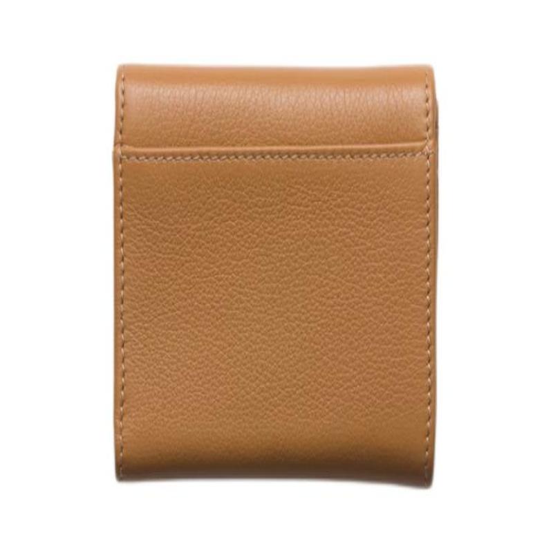 Prada Letter Logo Snap Closure Leather Wallet Small Women's Caramel
