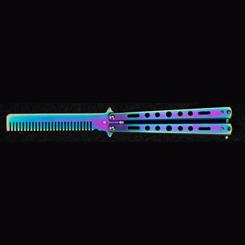 1pc Swinging Comb Stainless Steel Folding Butterfly Comb Newbie Practice Training Hair Styling Tools