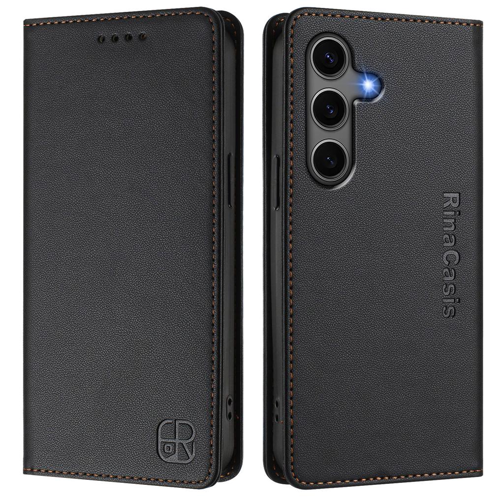 For Samsung Galaxy S24+/Galaxy S25+ RINACASIS RC01 Leather Case RFID Blocking Wallet Stand Magnetic Closing Shockproof Phone Cover