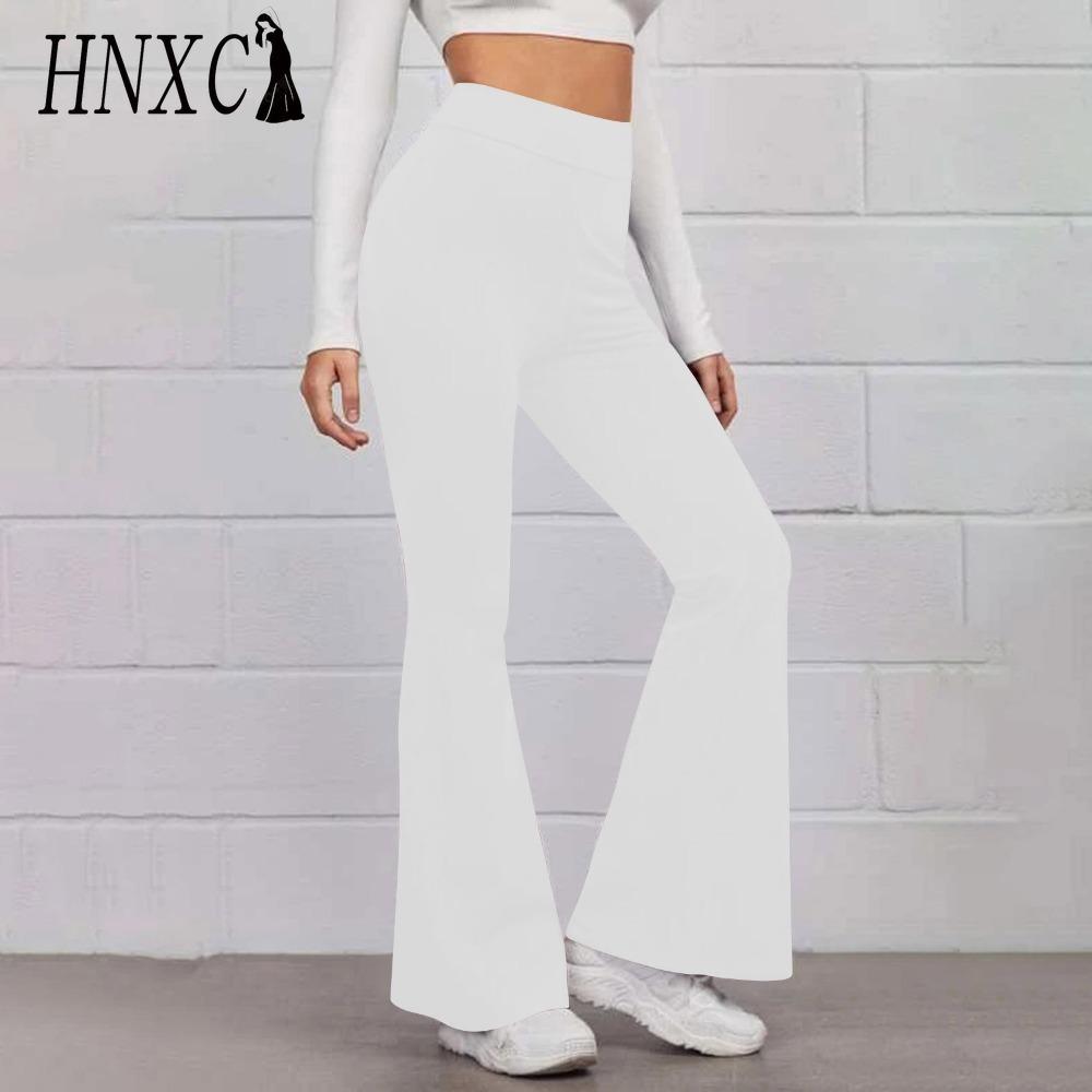 HNXC 14 цветов Женские брюки с эластичной талией и высокой посадкой Дамские однотонные спортивные расклешенные брюки Уличная одежда
