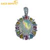 S925 Sterling Silver Certified 8*10MM Natual Opal Pendant Necklaces for Womne Engagement Cocktail Party Fine Jewelry