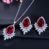 WWJ Dazzling Cubic Zirconia Marquise Cut Pendant Necklace and Drop Earrings Set