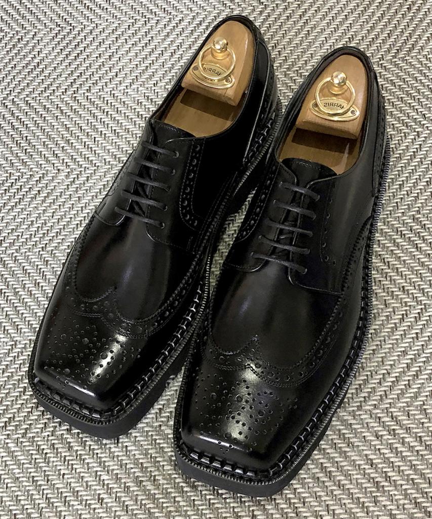 Joenshoe Toe-Cut Wingtip Oxford Work Boots Black