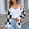 GMXIA Women's Fashion Casual Plaid Print Autumn Winter Long Sleeve Cardigans Sweater Coat