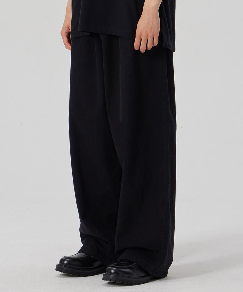 MAKEITTO Bio Washing Wide Cotton Spandex Pants_Black