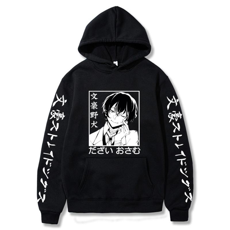 Bungo Stray Dogs Аниме Толстовка с капюшоном Dazai Osamu с графическим принтом Мужская и женская толстовка с капюшоном Повседневная свободная толстовка Harajuku Crewneck Уличная одежда