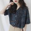 Unisex Floral Anime Print Loose Short Sleeve Shirt