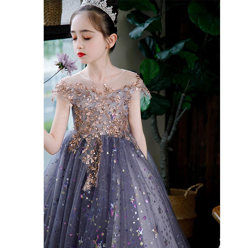 2025 Summer New Style Girls' Puffy Yarn Fashionable Wedding Runway Host Formal Dress