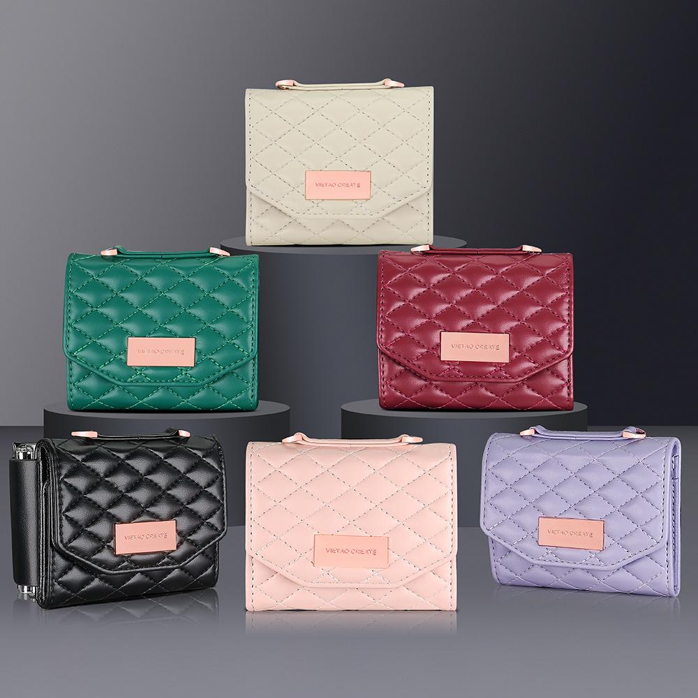 VIETAO Crossbody Phone Strap Purse with Card Slot and Shockproof Stand for Z Flip 6 PU Leather PC