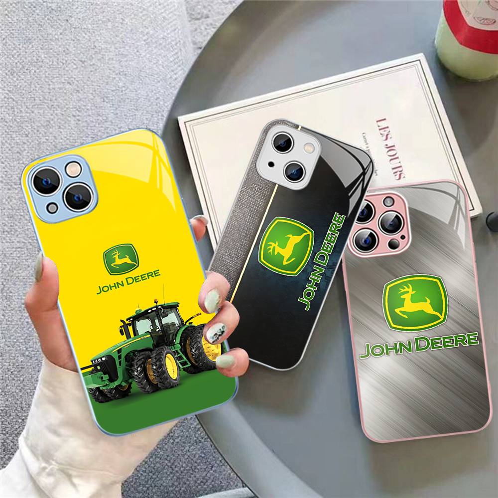 Green J-John Truck D-Deeres Tempered Glass For Iphone 14 13 12 11 Pro Mini XS MAX 14Plus X XS XR Fundas