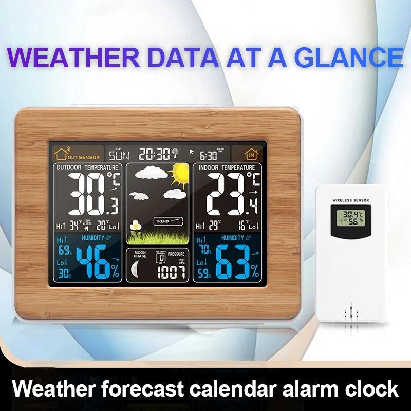 Wireless Weather Station Air Pressure Electronic Forecast Indoor Outdoor Sensor Thermometer Hygrometer Digital Alarm Clock