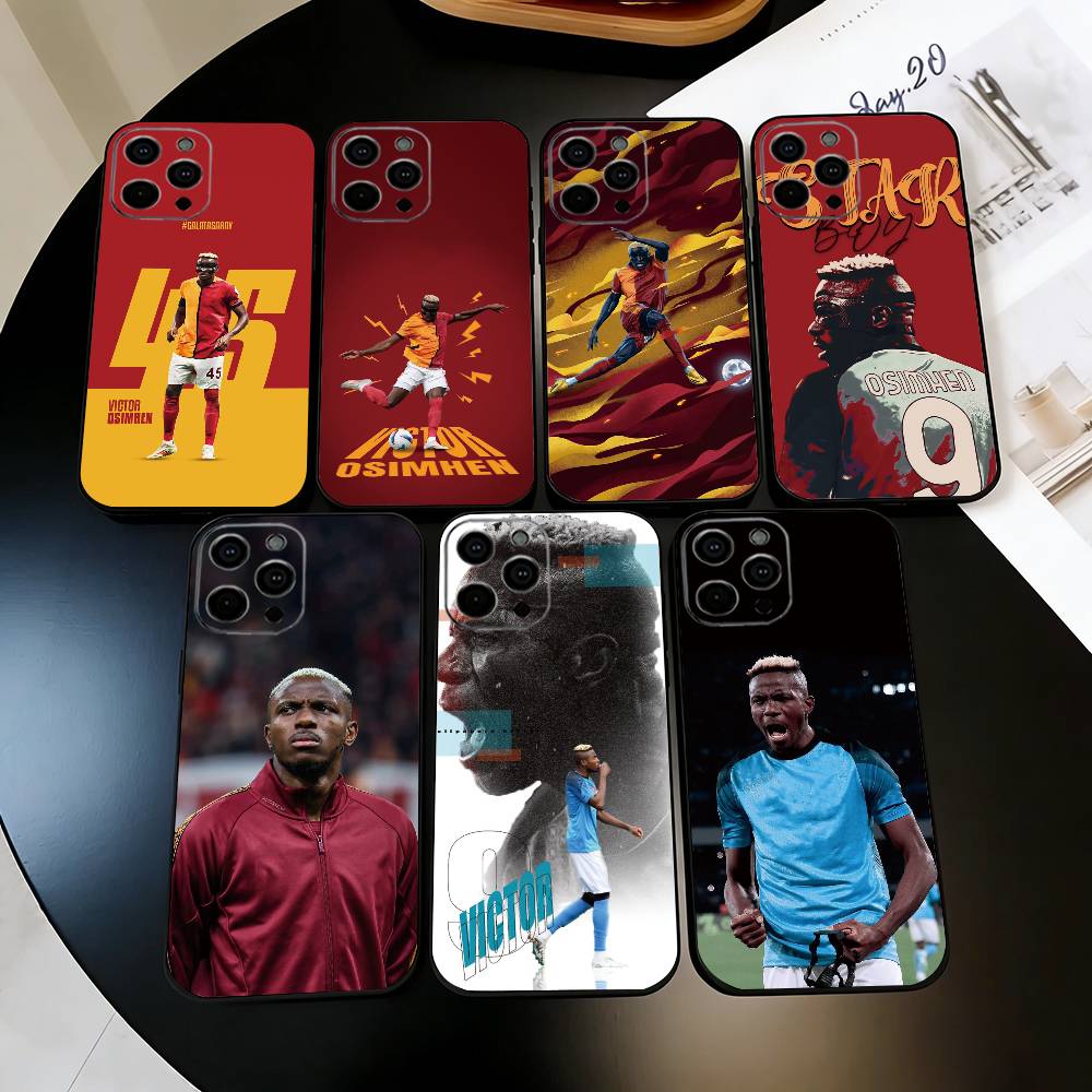 Футбольный V-Victor O-Osimhen Чехол для телефона для iPhone 17,16,15,14,13,12,11 Plus,Pro Max,XS,Мягкий силиконовый черный чехол