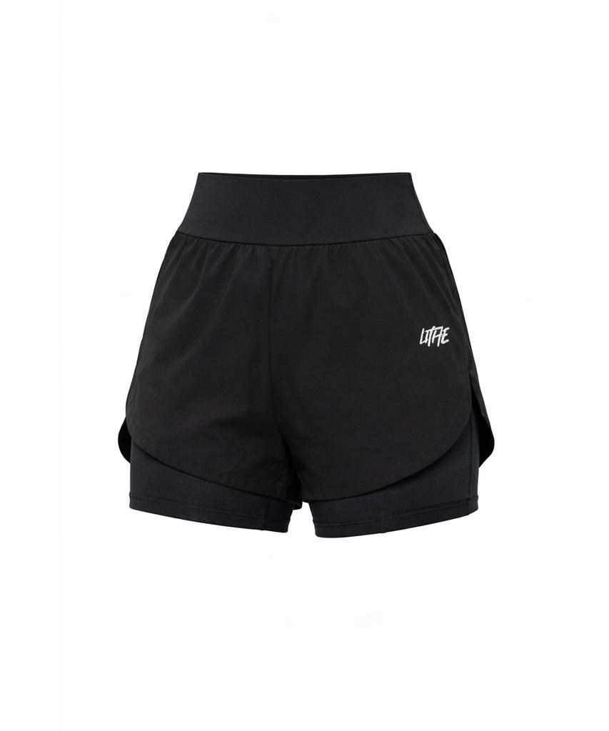 LITHE High-Waisted Sports Shorts_Black
