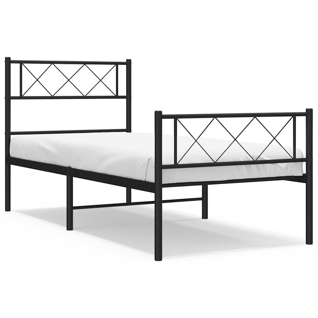 Vidaxl Metalowa Rama Łóżka Z Wezgłowiem I Zanóżkiem, Czarna, 100X200Cm
